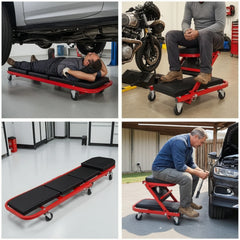 Foldable Creeper with Seat 2 in 1 Creeper with Seat Garage Chair Convertible Mechanic Stool Padded for Mechanics