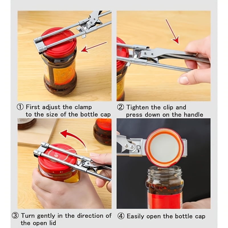 3pcs Adjustable Stainless Steel Can Opener Set - Kitchen Food Opening Scene - Multi-functional, Non-Slip, Lid Removal - Suitable for Disabled Individuals and Elderly People with Arthritis - Essential Kitchen Gadget - Special Needs Can Opener