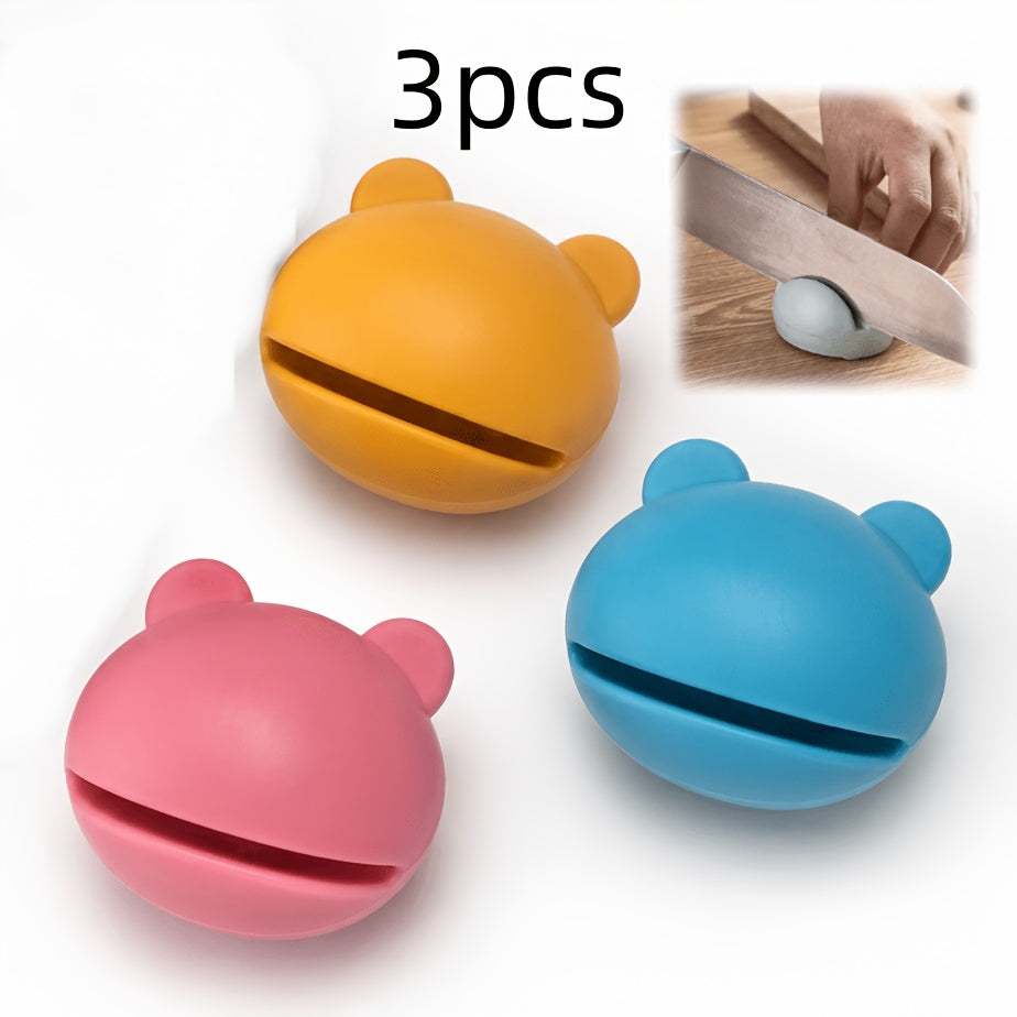 Cartoon Frog Sharpening Stone Set 5pcs/3pcs | Portable Knife Sharpener, Suitable for Camping, Kitchen, Farm Tools, and Other Applications, Plastic Material