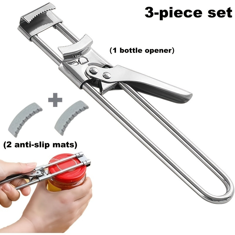 3pcs Adjustable Stainless Steel Can Opener Set - Kitchen Food Opening Scene - Multi-functional, Non-Slip, Lid Removal - Suitable for Disabled Individuals and Elderly People with Arthritis - Essential Kitchen Gadget - Special Needs Can Opener