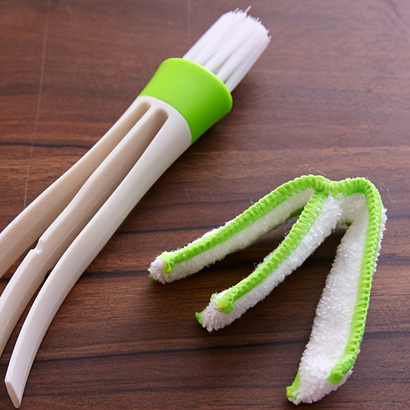 1pc Multifunctional Car Air Vent Cleaning Brush - Detachable And Washable, Green And White Bristles, for Interior Detailing, Dust Removal, And Corner Cleaning