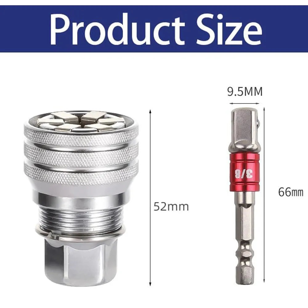 Adjustable Socket Wrench Set 3/8" Drive Multi Function Hex Adapter Kit Impact Grade 10-19mm Range Brand New Item