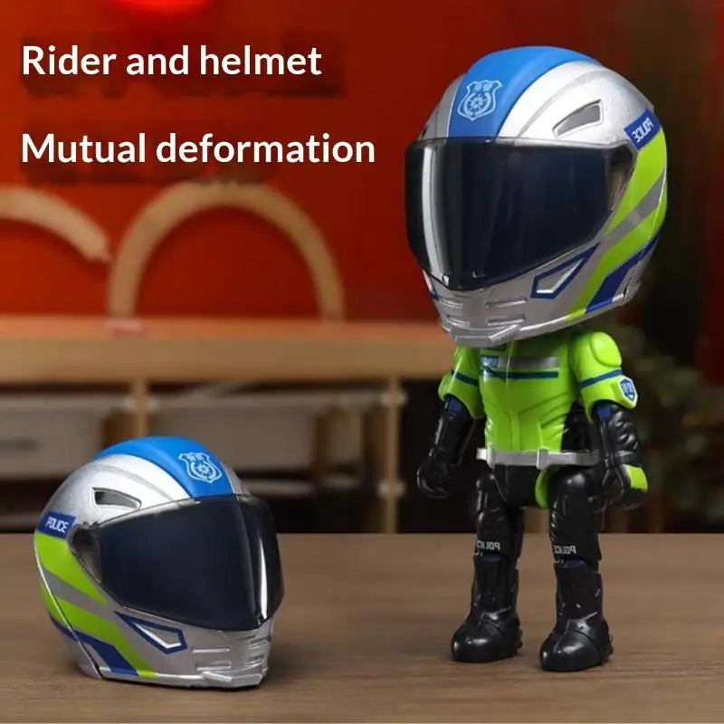 1Pcs Simulated Motorcyclist Action Figure With Helmet Alloy Motorcycle Model Toy Desktop Ornament Gift For Kids