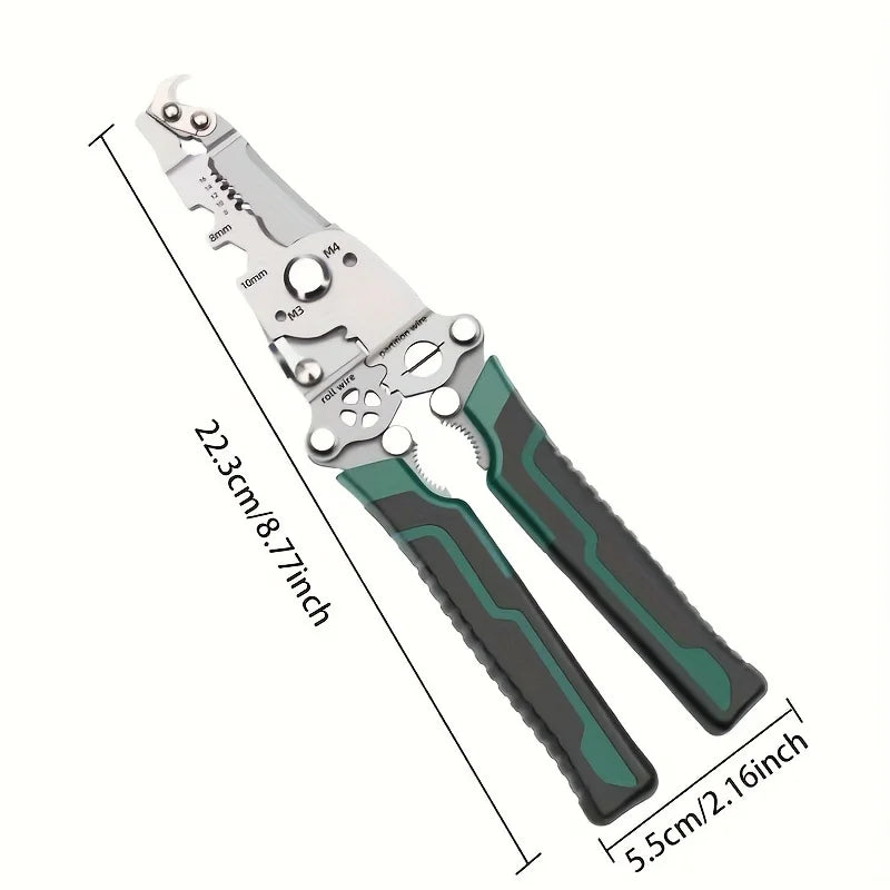Foldable wire stripper, pulley design multi-function electrician wire splitter wire winding pliers crimping pliers hand tool