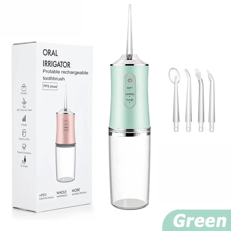USB Portable Oral Irrigator Water Flosser Dental Water Jet Tools Pick Cleaning Teeth 230ml 4 Nozzles Mouth Oral Cleaning