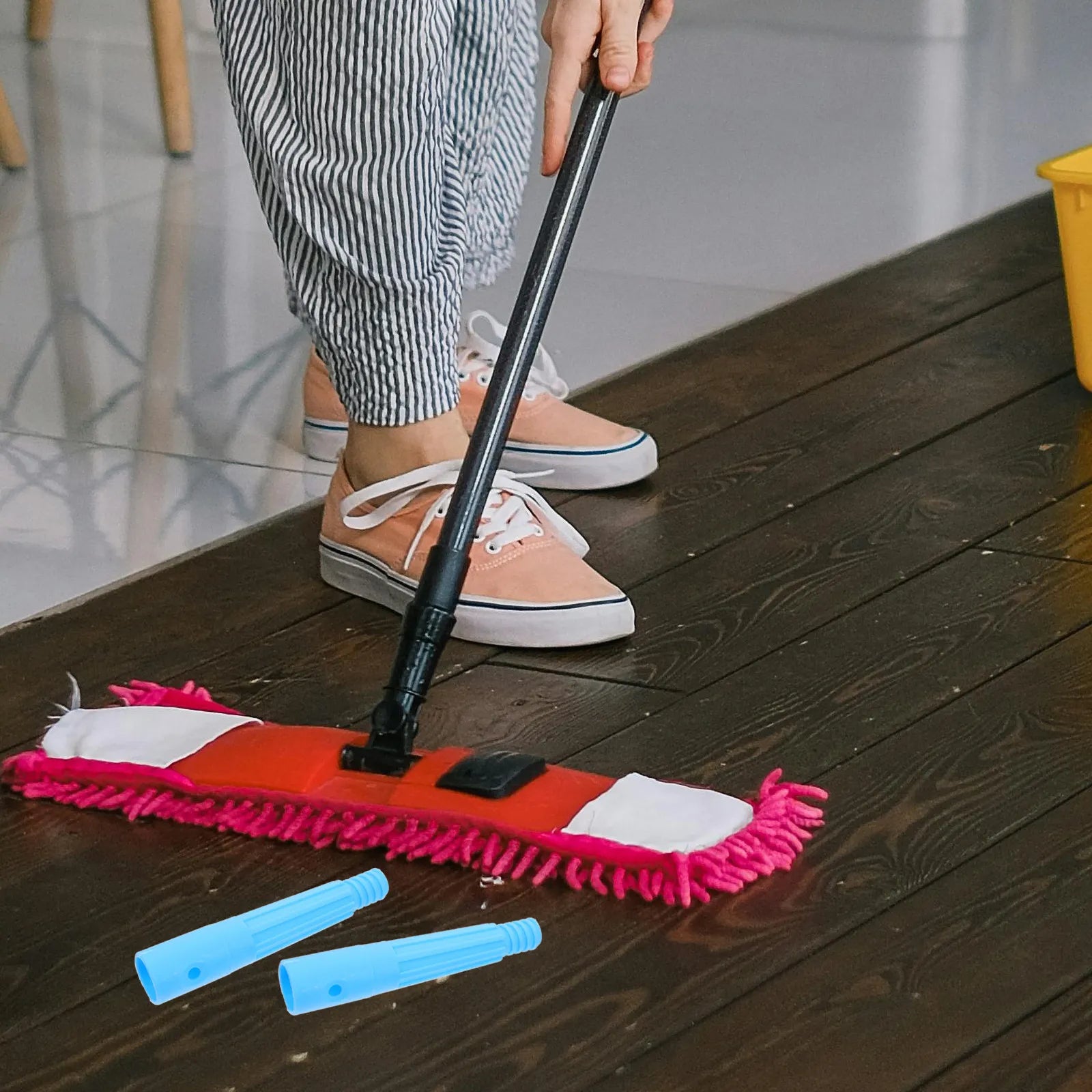 2Pcs Plastic Threaded Tip Broom Handle Adapter Replacement for Extension Pole Telescopic Mop Pole Connector Easy Install Time