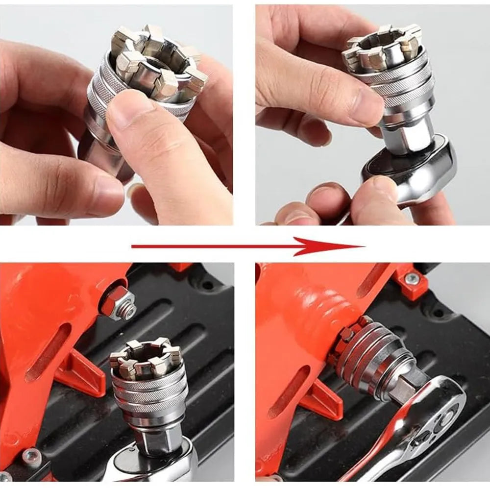 Adjustable Socket Wrench Set 3/8" Drive Multi Function Hex Adapter Kit Impact Grade 10-19mm Range Brand New Item