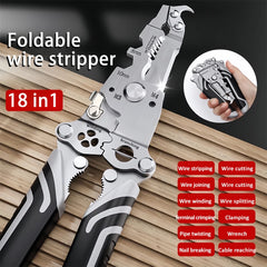 Foldable wire stripper, pulley design multi-function electrician wire splitter wire winding pliers crimping pliers hand tool