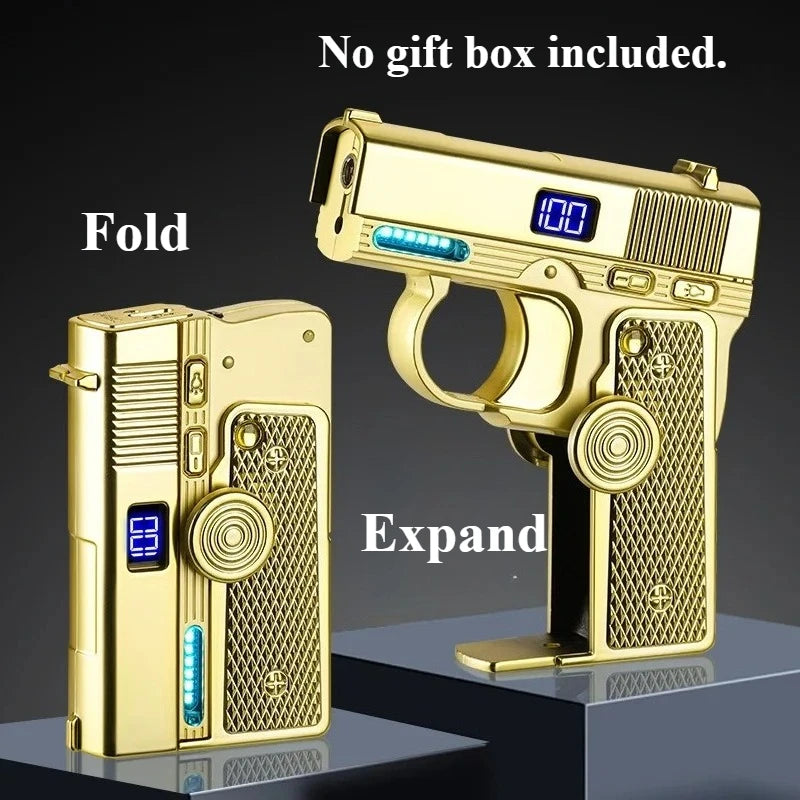 New Creative Multi-Functional Folding Lighter  Dual-form  Spinner Stress Relief Lighters Gun , Wholesale Cool Gift Box