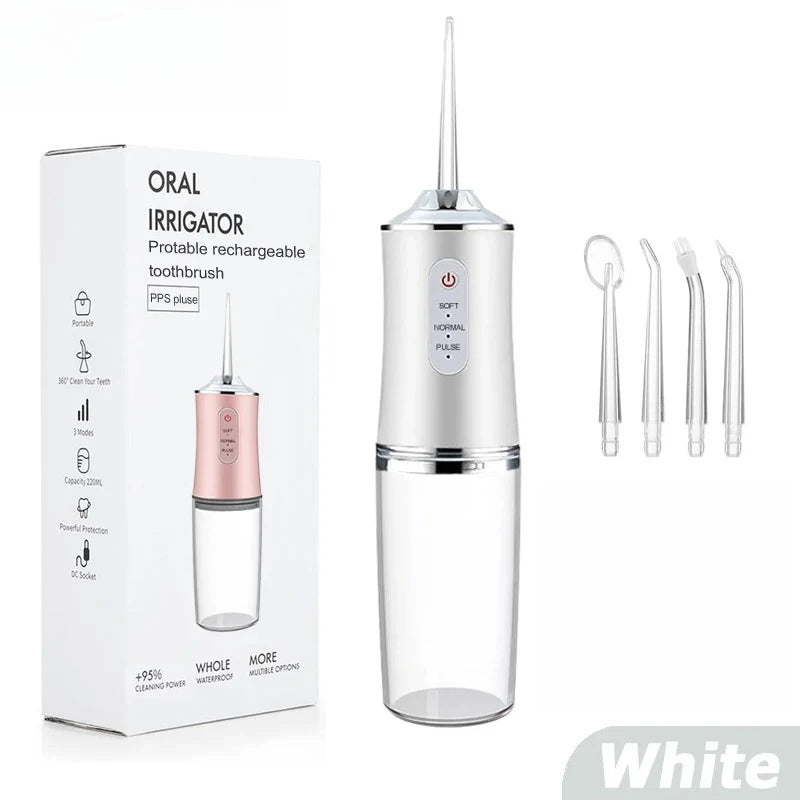 USB Portable Oral Irrigator Water Flosser Dental Water Jet Tools Pick Cleaning Teeth 230ml 4 Nozzles Mouth Oral Cleaning