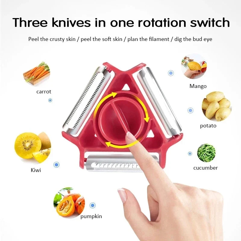 1PC 3 in 1 Magic Trio Peeler Set Slicer Shredder Peeler Julienne Cutter Multi Peel Blade Grater Kitchen Tool Accessories