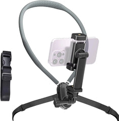 Neck Phone Holder for Go Pro/Video Recording, Wearable Hands Free POV/Vlog Selfie Mount 360°Adjustable Around Cell Phone Stand