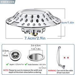 2 in 1 Bathtub Hair Catcher Stopper with Dual Filtration, Anti-Clog Drain Cover Plug for Tub Shower