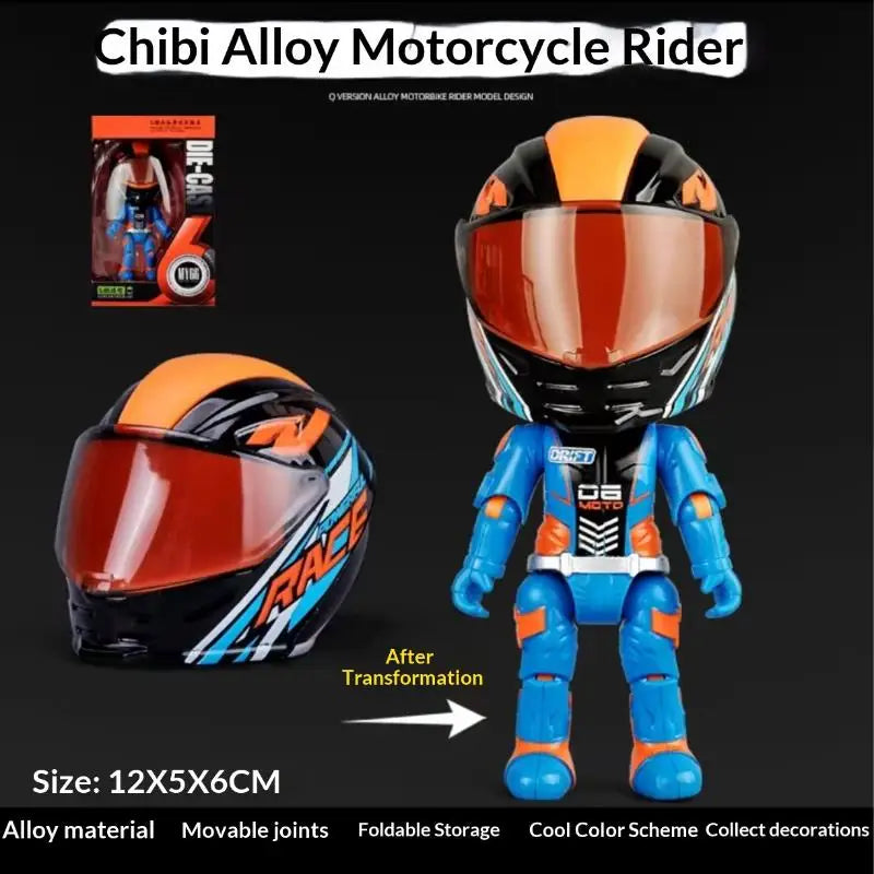 1Pcs Simulated Motorcyclist Action Figure With Helmet Alloy Motorcycle Model Toy Desktop Ornament Gift For Kids