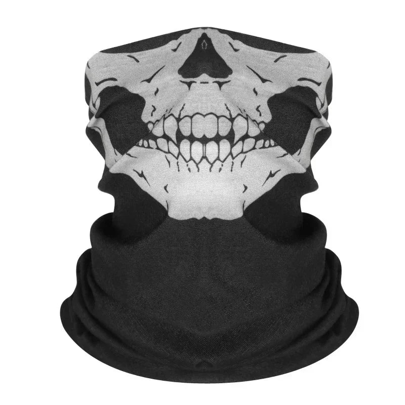 1× Cycling Face Mask Riding Scarf Breathable Skull Print Neck Gaiter Women Bandana Headwear Headband Snood Hiking Mask Balaclava