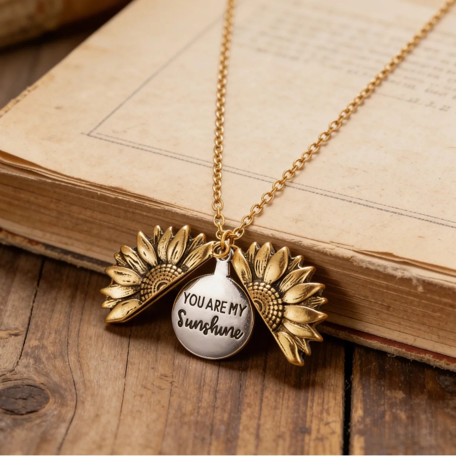 Sunflower Necklaces for Women Stainless Steel Open Locket You Are My Sunshine Necklace Birthday Jewelry Colorful Pendant Collar