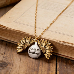 Sunflower Necklaces for Women Stainless Steel Open Locket You Are My Sunshine Necklace Birthday Jewelry Colorful Pendant Collar