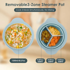 42oz Silicone Soup Pot Liner Steamer Bowl 3 Grids Food Vegetable Container Oven Microwave Safe Kitchen Cooking Baking Gadget