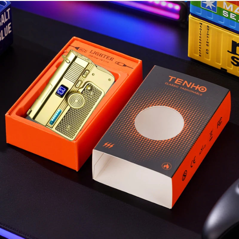 New Creative Multi-Functional Folding Lighter  Dual-form  Spinner Stress Relief Lighters Gun , Wholesale Cool Gift Box