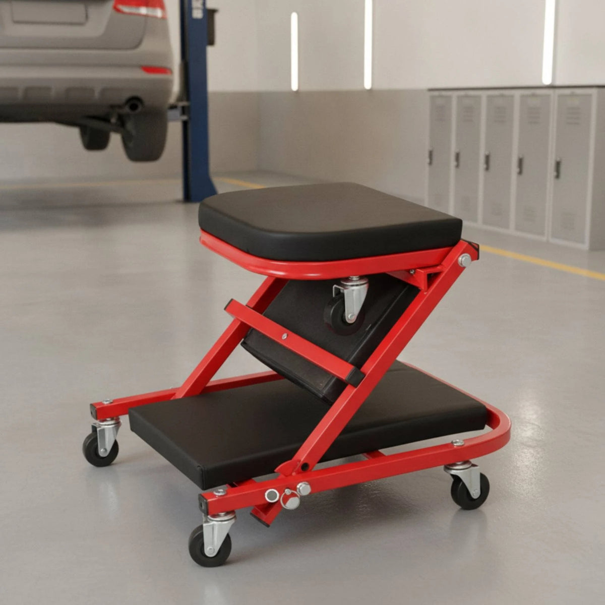 Foldable Creeper with Seat 2 in 1 Creeper with Seat Garage Chair Convertible Mechanic Stool Padded for Mechanics