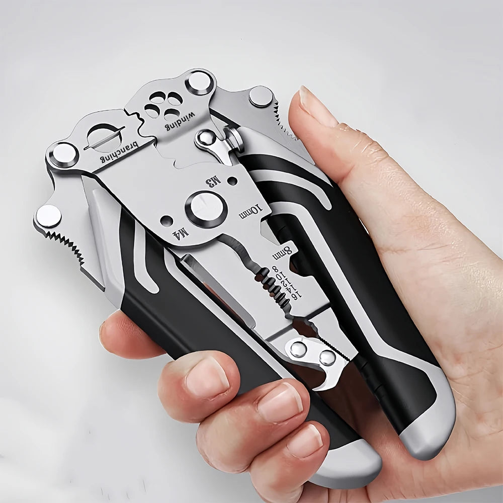 Foldable wire stripper, pulley design multi-function electrician wire splitter wire winding pliers crimping pliers hand tool