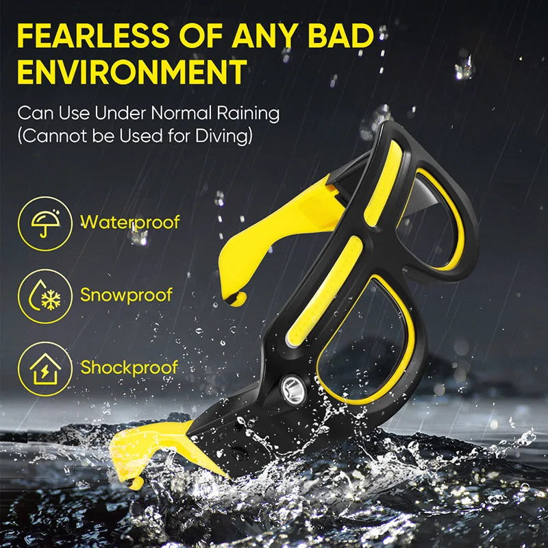 Rechargeable LED Safety Glasses Headlights,Detachable Sunglasses,Multifunctional Headlamp for working,Riding,Night Fishing