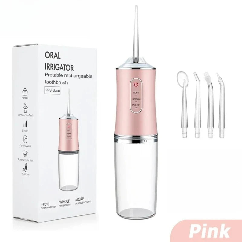USB Portable Oral Irrigator Water Flosser Dental Water Jet Tools Pick Cleaning Teeth 230ml 4 Nozzles Mouth Oral Cleaning