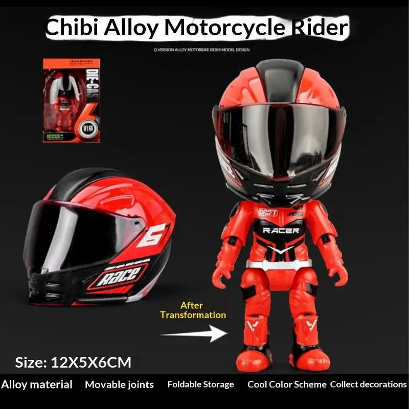 1Pcs Simulated Motorcyclist Action Figure With Helmet Alloy Motorcycle Model Toy Desktop Ornament Gift For Kids