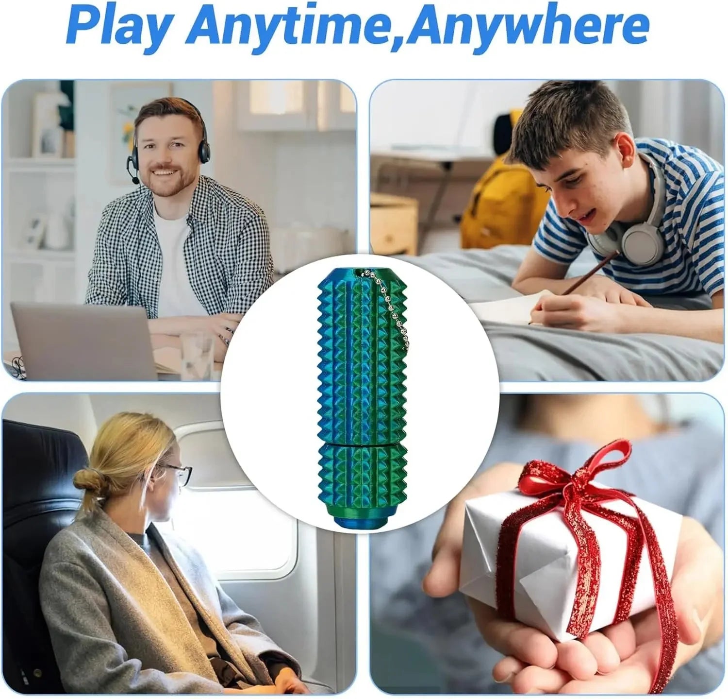 Spiky Fidget Roller Toy Keychain Novelty Fun Stress Relief Sensory Relax Portable Office Home Desk Friends Family Creative Gifts