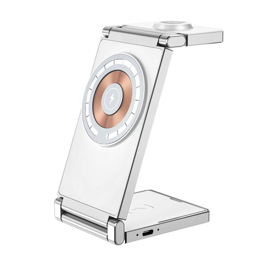 Newest 3 IN 1 Magnetic Wireless Charger For iPhone 15 14 13 12 Pro Max Fast Charging Dock Station For Airpods Apple Watch SE 8 7