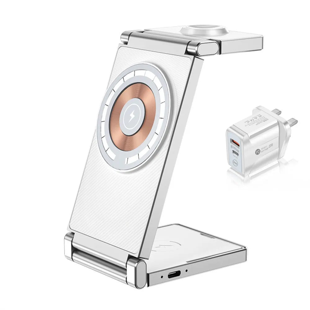 Newest 3 IN 1 Magnetic Wireless Charger For iPhone 15 14 13 12 Pro Max Fast Charging Dock Station For Airpods Apple Watch SE 8 7