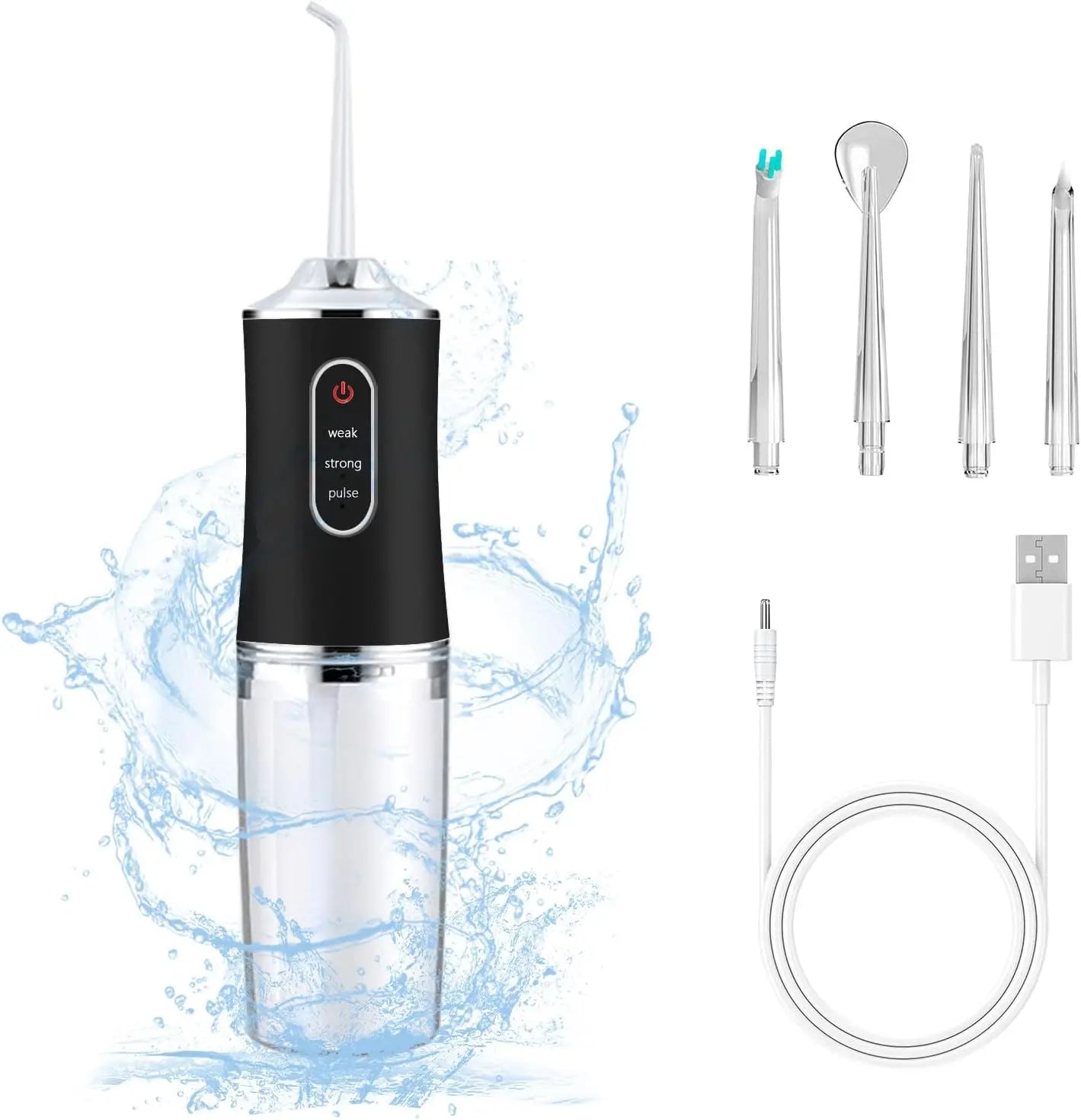 USB Portable Oral Irrigator Water Flosser Dental Water Jet Tools Pick Cleaning Teeth 230ml 4 Nozzles Mouth Oral Cleaning