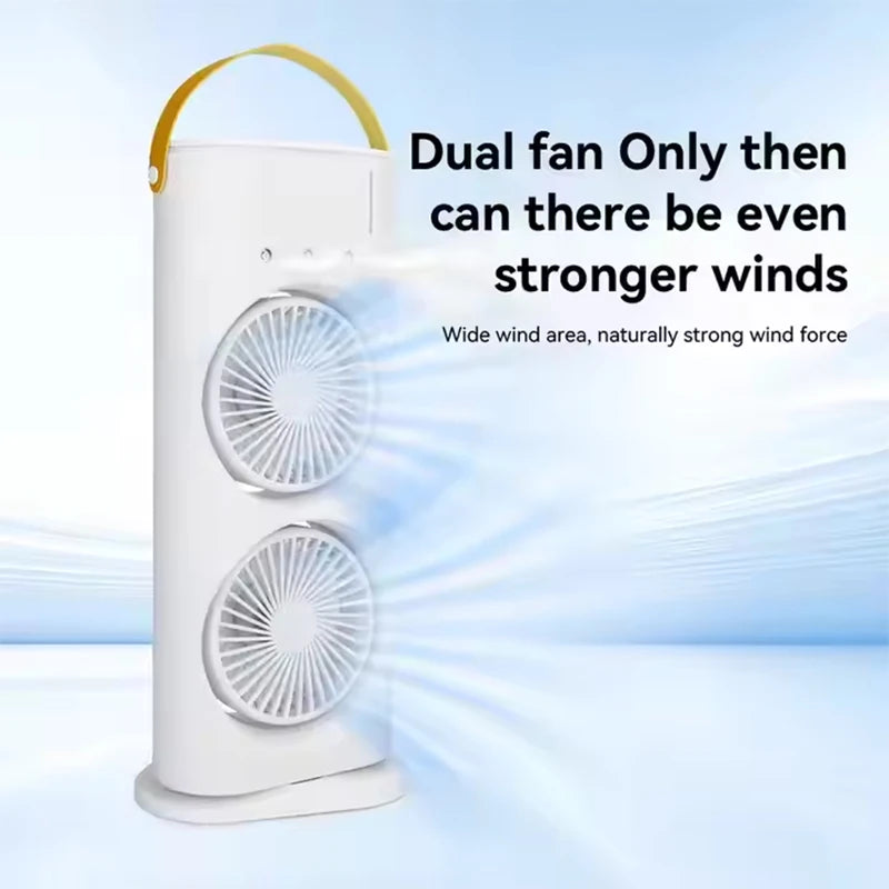 3 in 1 Double Head Spray Mist Fan Portable Air Conditioners USB Cable Electric Fan LED Light Water Mist Fan Air Humidifier