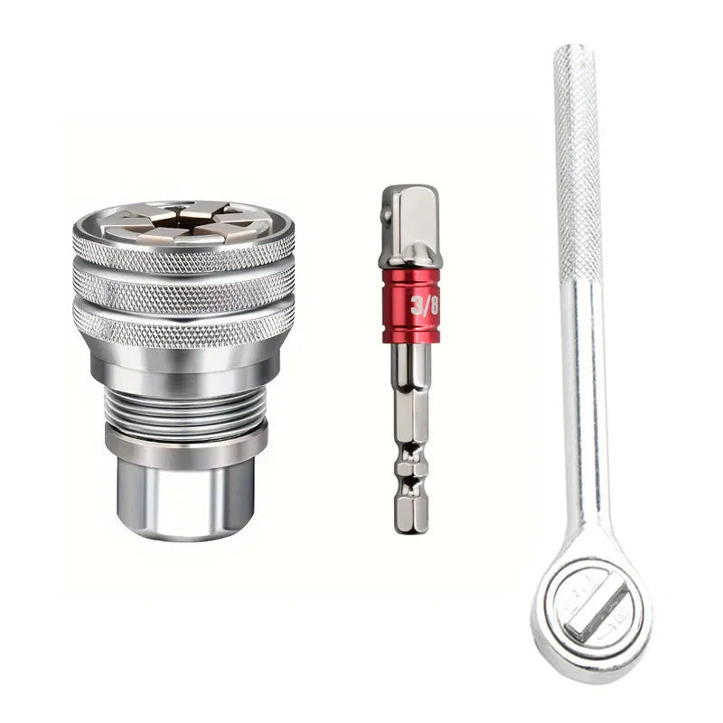 Adjustable Socket Wrench Set 3/8" Drive Multi Function Hex Adapter Kit Impact Grade 10-19mm Range Brand New Item