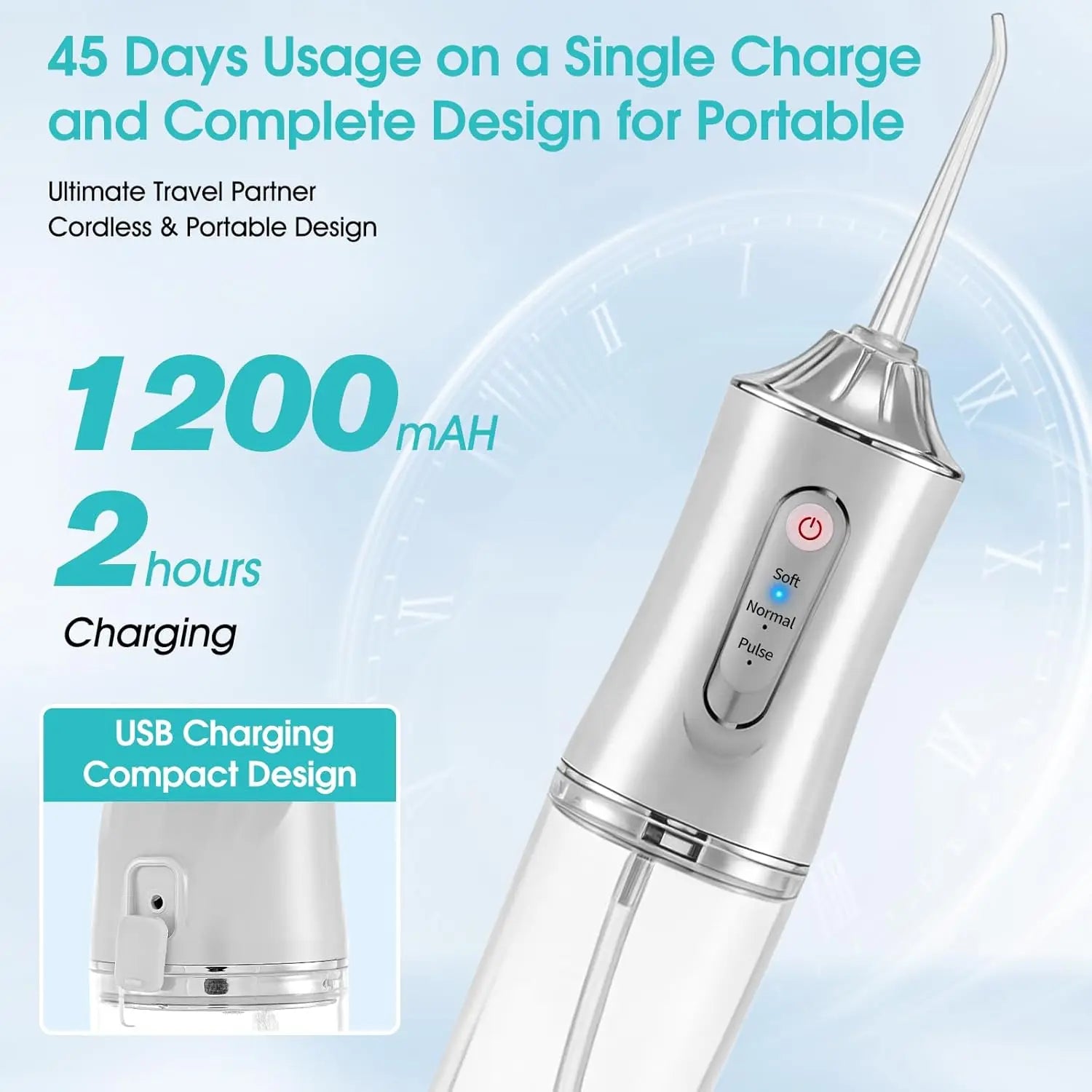 USB Portable Oral Irrigator Water Flosser Dental Water Jet Tools Pick Cleaning Teeth 230ml 4 Nozzles Mouth Oral Cleaning