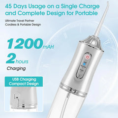 USB Portable Oral Irrigator Water Flosser Dental Water Jet Tools Pick Cleaning Teeth 230ml 4 Nozzles Mouth Oral Cleaning