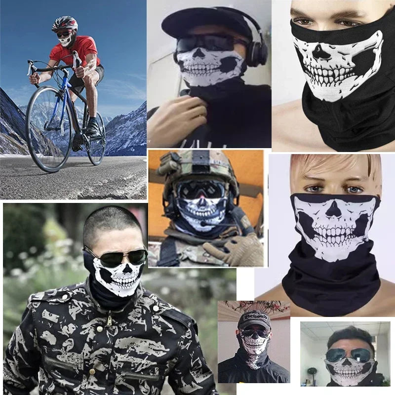 1× Cycling Face Mask Riding Scarf Breathable Skull Print Neck Gaiter Women Bandana Headwear Headband Snood Hiking Mask Balaclava