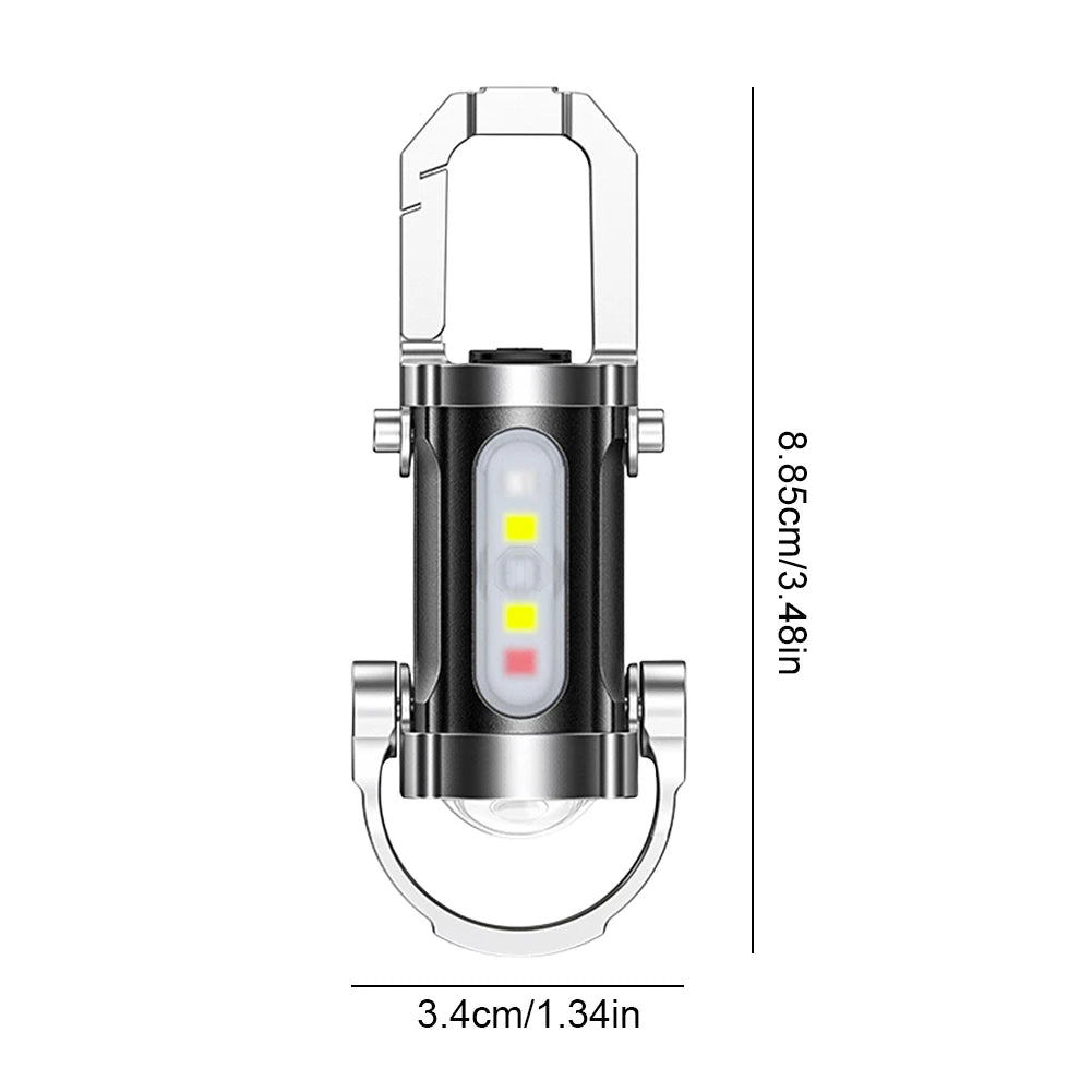 COB LED Keychain Flashlight Multifunctional Pocket Flashlight USB Rechargeable Ultralight Camping Flashlight for Camping Hiking