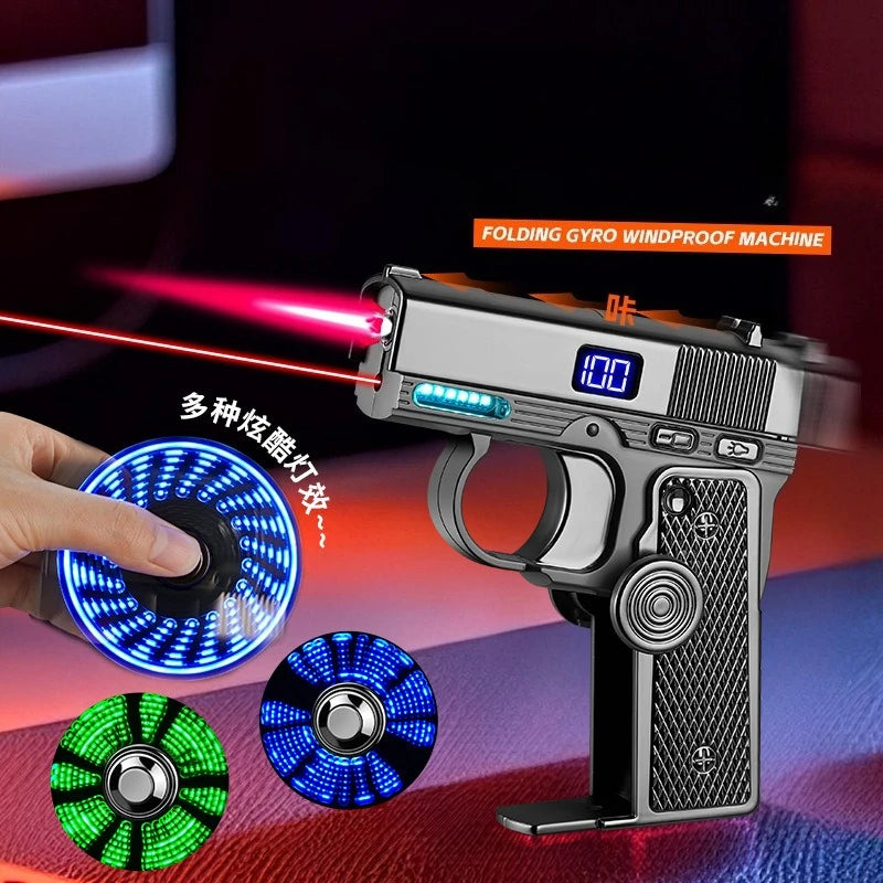 New Creative Multi-Functional Folding Lighter  Dual-form  Spinner Stress Relief Lighters Gun , Wholesale Cool Gift Box