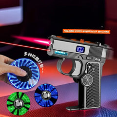 New Creative Multi-Functional Folding Lighter  Dual-form  Spinner Stress Relief Lighters Gun , Wholesale Cool Gift Box