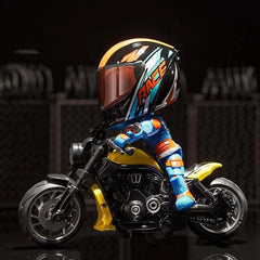 1Pcs Simulated Motorcyclist Action Figure With Helmet Alloy Motorcycle Model Toy Desktop Ornament Gift For Kids
