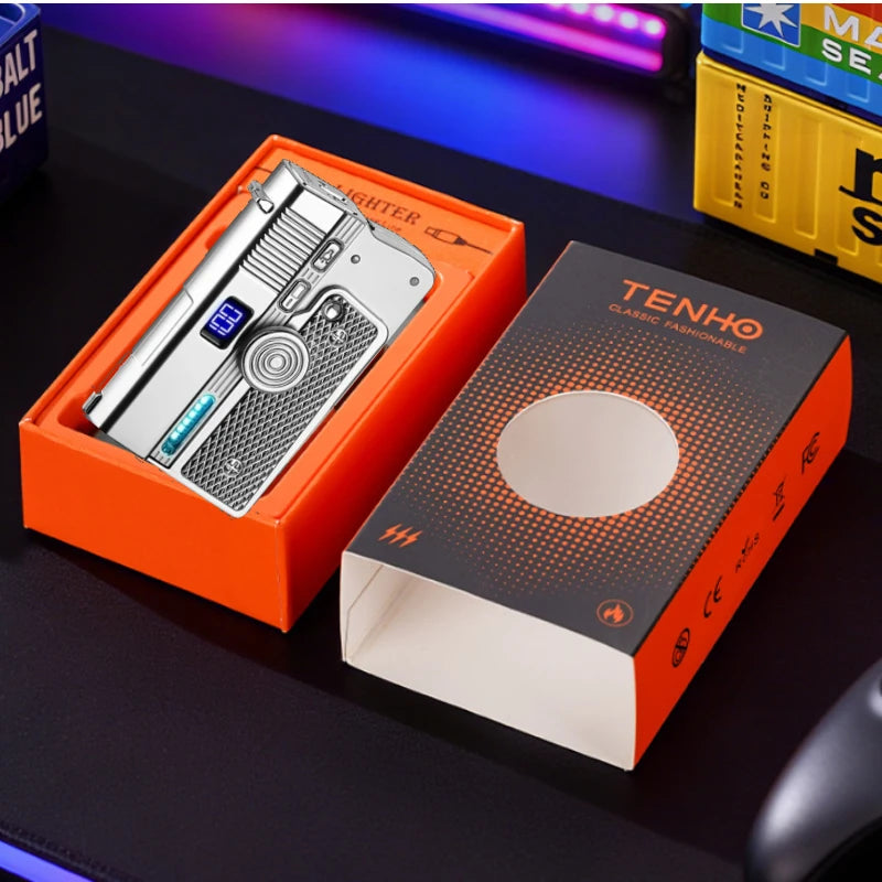 New Creative Multi-Functional Folding Lighter  Dual-form  Spinner Stress Relief Lighters Gun , Wholesale Cool Gift Box
