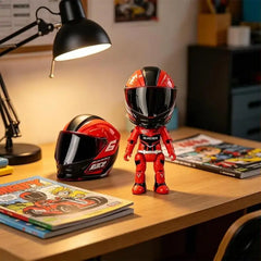 1Pcs Simulated Motorcyclist Action Figure With Helmet Alloy Motorcycle Model Toy Desktop Ornament Gift For Kids