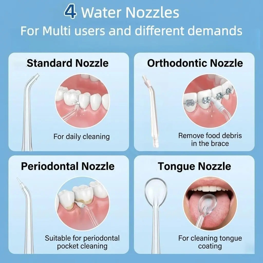 USB Portable Oral Irrigator Water Flosser Dental Water Jet Tools Pick Cleaning Teeth 230ml 4 Nozzles Mouth Oral Cleaning