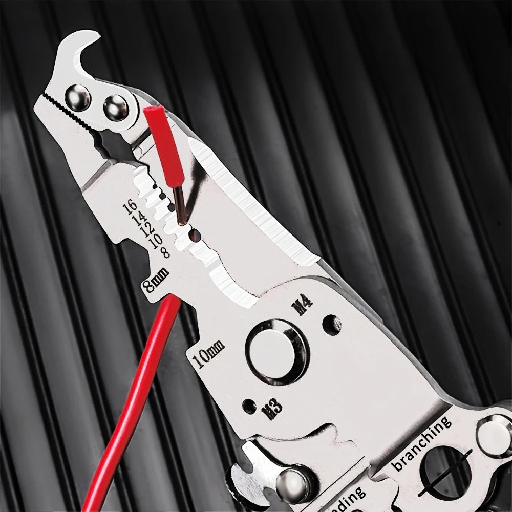 Foldable wire stripper, pulley design multi-function electrician wire splitter wire winding pliers crimping pliers hand tool