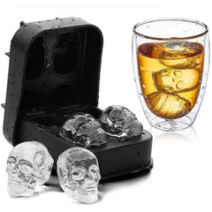 1pc-3D Skull Ice Cube Tray, Silicone Ice Maker Molds , 4 Cavity Ice Cube Tray for Ice Cream & Party