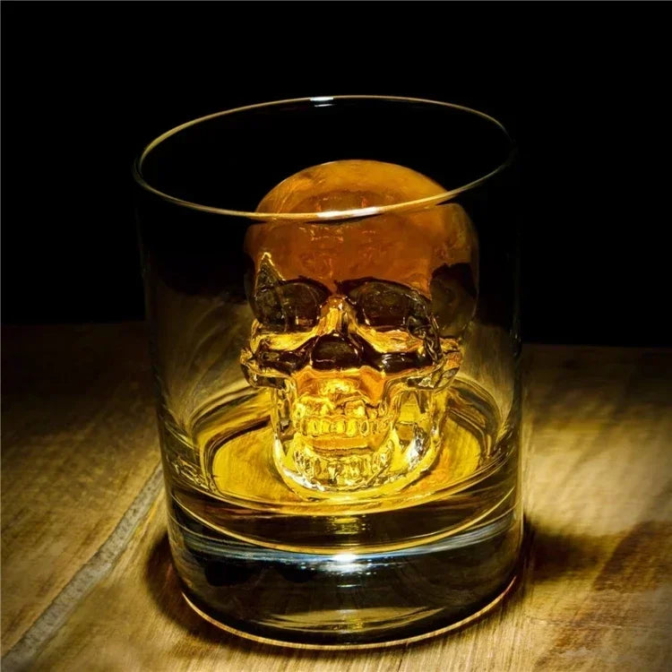 1pc-3D Skull Ice Cube Tray, Silicone Ice Maker Molds , 4 Cavity Ice Cube Tray for Ice Cream & Party
