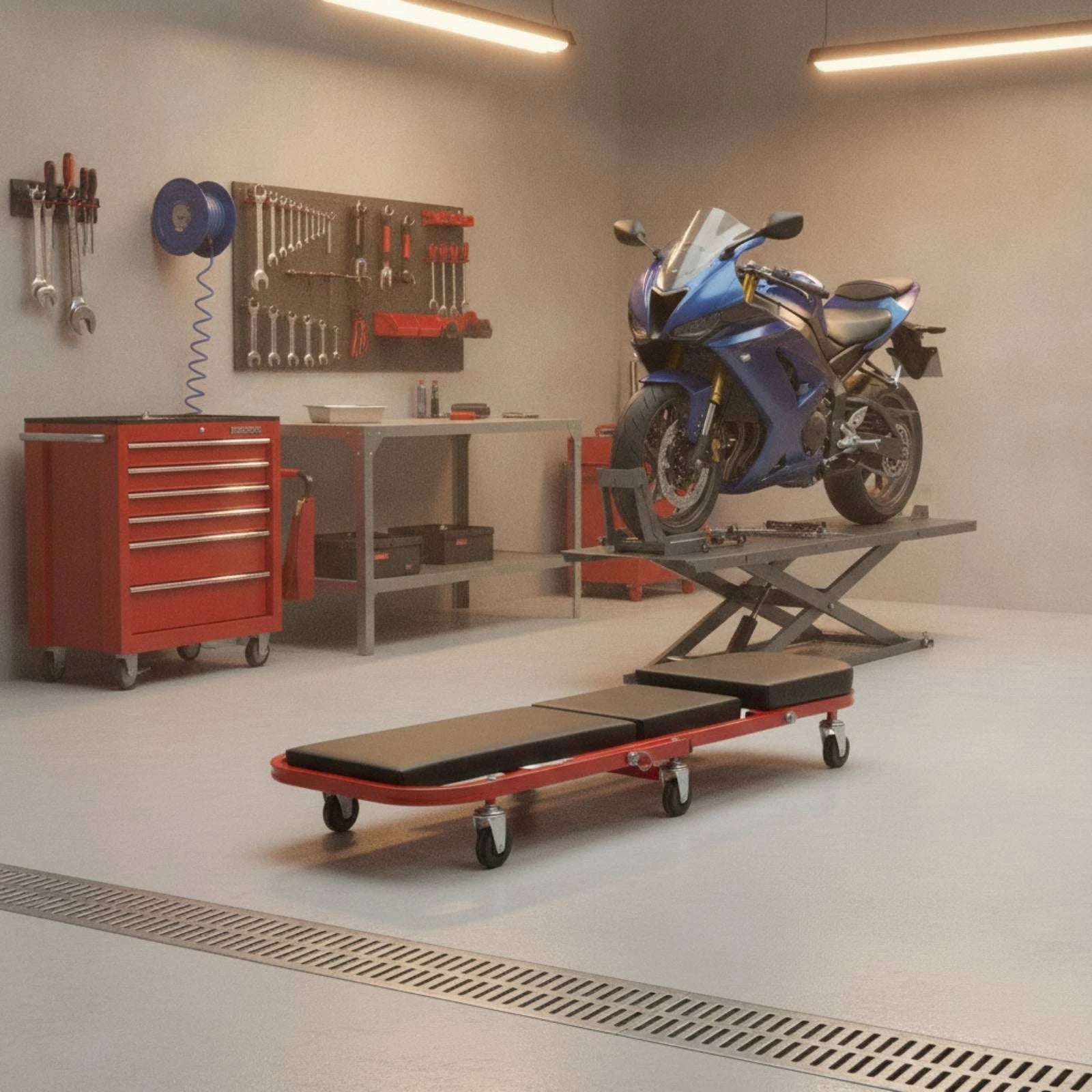 Foldable Creeper with Seat 2 in 1 Creeper with Seat Garage Chair Convertible Mechanic Stool Padded for Mechanics