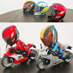 1Pcs Simulated Motorcyclist Action Figure With Helmet Alloy Motorcycle Model Toy Desktop Ornament Gift For Kids