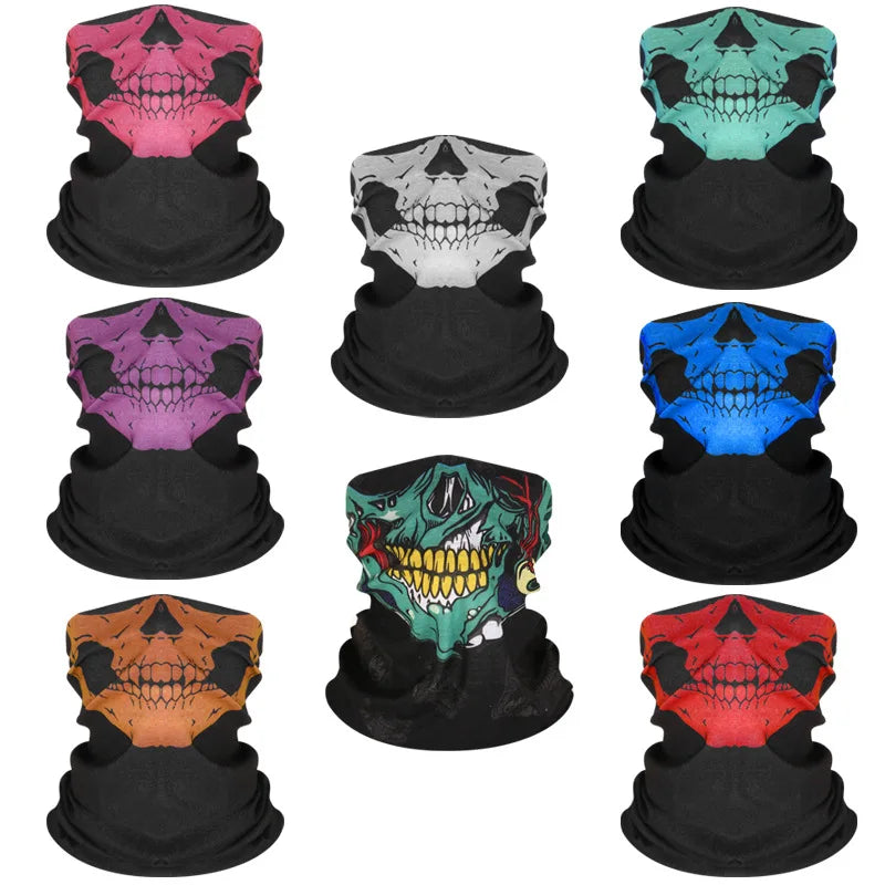 1× Cycling Face Mask Riding Scarf Breathable Skull Print Neck Gaiter Women Bandana Headwear Headband Snood Hiking Mask Balaclava